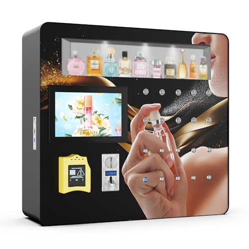Image of Perfume Vending Machine Coin Operated & Credit Card Payment, Touch Screen Fragrance Dispenser with Automatic Spray Nozzle & Push Button - Commercial Scent Machine for Hotels,Malls (10x120ml Cap)
