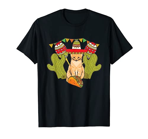 Gato Taco Sombrero Mexicano Fiesta Funny Cinco de Mayo Camiseta
