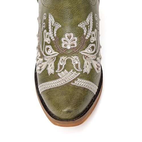 Image of vodvob Western Cowboy Boots for Women Rhinestone Knee High Cowgirl Snip Toe