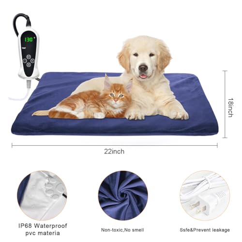RIOGOO Haustier-Heizkissen groß, 55x 45cm Hunde-Katzen-Wärmekissen Elektrisches Heizkissen für Hunde und Katzen Indoor-Wärmematte mit automatischer Abschaltung (55x45cm)