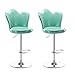 LIZIXH Stołki barowe zestaw 2, regulowany obrotowy galwanizowany metalowy pręt pneumatyczny, podnoszony skórzany tapicerowany bar śniadaniowy, nośność 150 kg (kolor: miętowa zielona skóra)