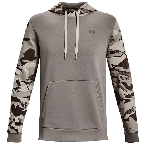 Image of Under Armour - Mens Rival Camo Blocked HDY Fleece Top, Pewter / Ghost Grey, M