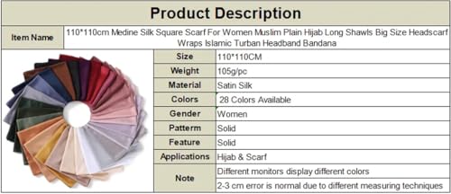 Women Satin Silk Square Scarf For Women Solid Muslim Silk Hijab Square Headsscarf Wrap Islamic Turban Headsband4