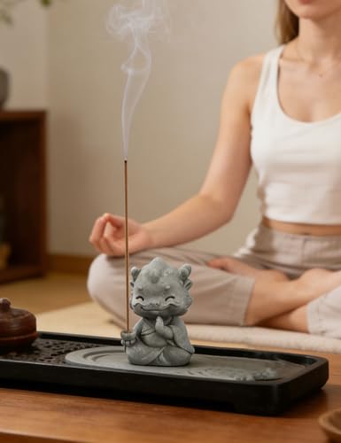 Porta incienso dragón zen para meditación y hogar miniatura 3