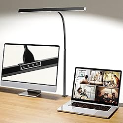 Lamparas De Mesa Oficina Hapfish Lampara led escritorio, 12W flexo led escritorio con cargador y pinza, lámpara mesa con cuello de cisne, luz regulable, para monitor, estudiar, pantalla ordenador, estudio, oficina