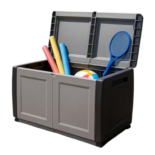 Intec – Cajas Organizadoras de Almacenamiento de 230 L, Color Gris y Negro, 96 x 53 x 57 cm, Asas de Transporte de Polipropileno