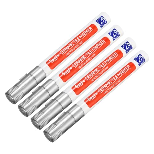 YOKIVE 4 Pcs Grout Paint Pen, Waterproof Silver Paint Tile Marker, Restoring Grout Lines, Great for Balcony, Kitchen, Bathroom