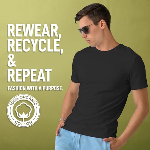 Image of CreativiT Unisex Plain Casual Half Sleeve Round Neck T-Shirt | 100% Recycled Cotton Rich T-Shirt Pack of 1