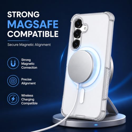 Image of MagPro Armor Case for Samsung Galaxy S25 | Strong MagSafe Compatible Cover, Rugged Hybrid Protection, Hard PC Back, Soft TPU Bumper, Shockproof, Scratch Resistant | Grey