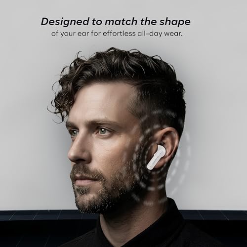 Image of True Wireless Earbuds with 45H Playtime, 10mm Deep Bass Drivers, Bluetooth 5.4, Low Latency, Ergonomic Natural Fit, and Type-C Fast Charging (White)
