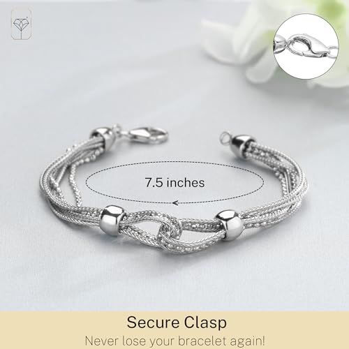 MAX + STONE 925 Sterling Silver Bracelets for Women | 7.5 Inch Pure Silver Mesh Bracelet | Hypoallergenic Anti Tarnishing Solid Silver Bracelets3