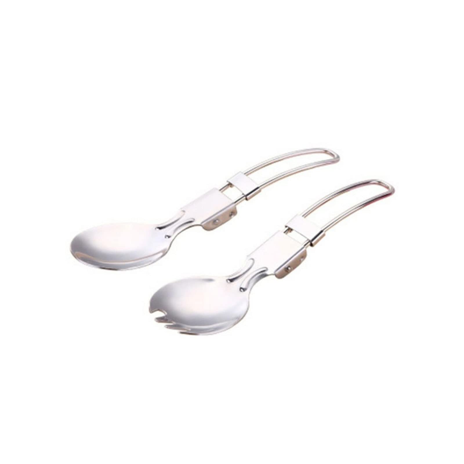 Spoons Stainless Steel Folding Spoon Spork With Lightweight Handle Picnic Camping Dinnerware Outdoor Tableware Cookware Dinner Set 2 Pcs