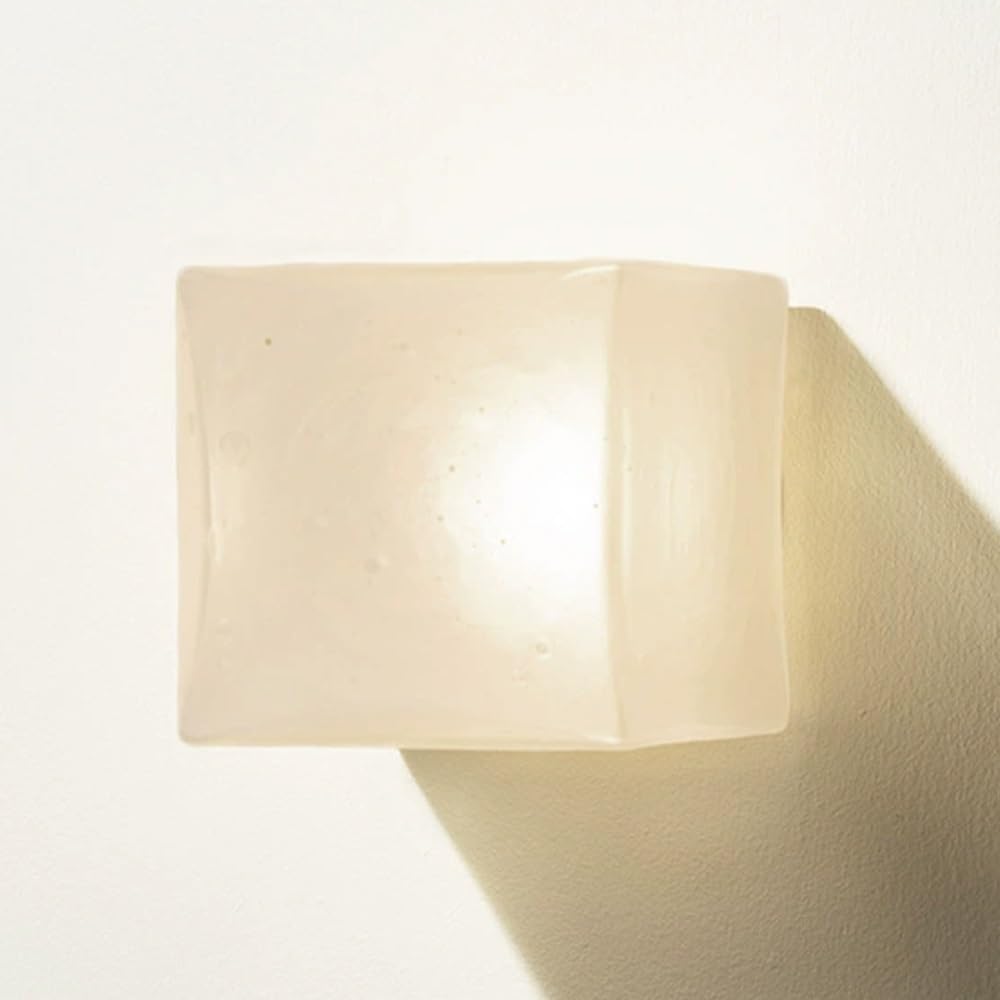 SMCCYYSD Modern Wall Sconce, 5.9In Square Milk Glass Light with G9 Socket, Hardwired Art Deco Mount Fixture for Bedroom Bathroom Living Room Hallway Entryway
