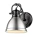 Golden Lighting 3602-BA1 BLK-PW Duncan Bath Vanity, 8.25"L x 6.5"W x 8.5"H, Matte Black with a Pewter Shade