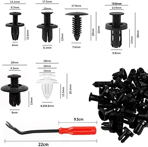 Car Retainer Clips, 100 Pcs Auto Tools Accessories Body Clip Push Kit Plastic Fasteners Rivet Kits for Ford, Toyota, Honda, Benz, Subaru and Audi - 1