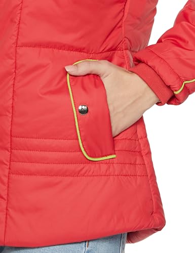 Image of Qube By Fort Collins Women's Medium-Length Bomber Jacket with Detachable Hood Stylish Winterwear for All-Day Comfort |Material: Nylon