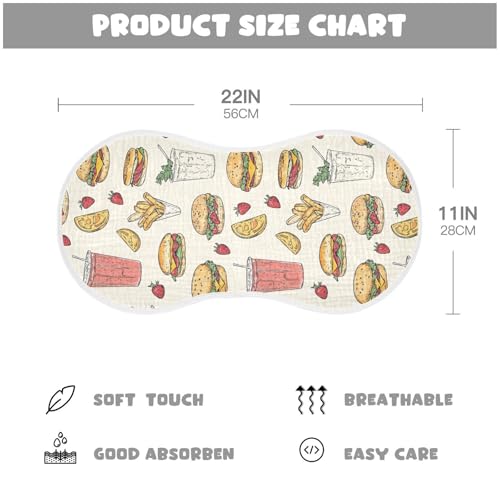 vvfelixl Sketchy Hamburger Juice Burp Cloths for Baby Boy Girls Baby Washcloths Burp Rags 1 Pack2