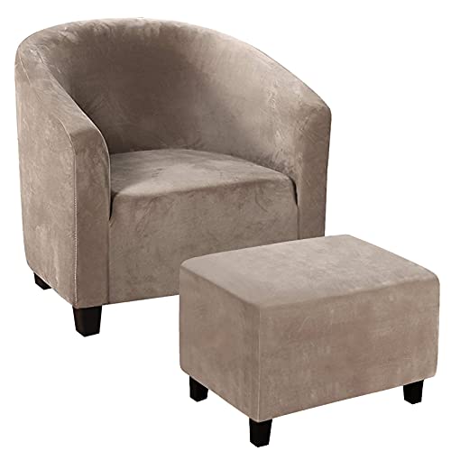 Fundas rectangulares otomanas para sillas de club, juego de 2 piezas, fundas protectoras para muebles con parte inferior elástica (camello, L) Cover