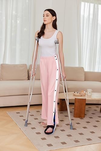 Deyeek Women's Tear Away Pants Side Split Snap Open Bottom Sweatpants Leg Breakaway Post Surgery Pants with Pockets - Image 3