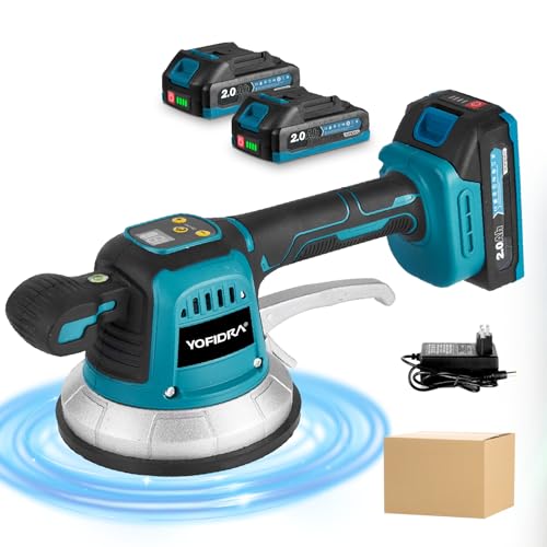 Yofidra Cordless Tile Vibrator, Automatic Tile Leveling Tool with 10-Speed 150kg Suction Power, 15000 RPM, 2 x 2.0Ah Battery, Professional Tile Tiling Machine for Wall Tiling, Ceramic, Porcelain