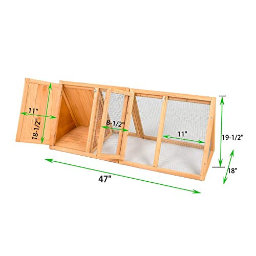 Ecolinear Rabbit Hutch Wooden Bunny Cage A-Frame Chicken Coop For Small Animals (46E) #TOP1