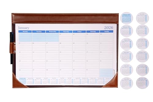 Image of Sukeshcraft Table Planner Calendar 2026 (January 2026 - December 2026) (18.5 inchx13 inchInch.) (2Tone Tan)