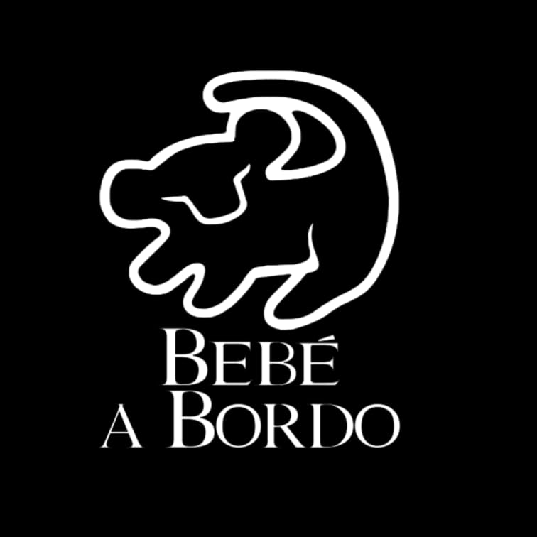 Pegatina Bebe a Bordo Simba silueta bebe Rey Leon Rafiki Sugar Races Customs (Blanco)