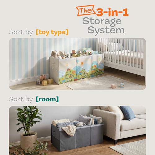 SoftOwl Extra Large Toy Storage Organizer with Lid - Sturdy, Collapsible Toy Chest Storage Box Design - Toys Bin with Dividers for Kids, Nursery, Bedroom, Playroom 37"x16"x14" - Image 7