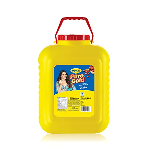 Image of Vimal Pure Gold Groundnut Oil: 100% Natural and Pure for a Healthy Lifestyle | Double Filtered and Refined Peanut Oil for Cooking (15L)