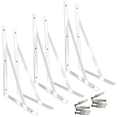 S-NET L字 金具 6個 セット 棚受 ブラケット DIY 壁面 収納 ディスプレイ ねじ止め 300mm×190mm 厚さ 2mm SN-351-LF 白