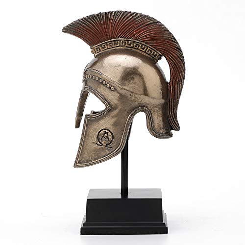 Escultura casco Hoplita espartano 8 1/4 pulg bronce miniatura 3