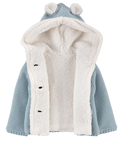 Carter's Unisex Baby Boys And Baby Girls Button Front Hooded Sherpa-Lined Cardigan Jacket (Blue, 24 Months) #TOP1