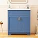 LDarqeer 30 Inch Bathroom Vanity with Ceramic Sink, Easy Tool-Free Installation Modern Farmhouse Sink Cabinet for Bathroom Remodel (Blue)