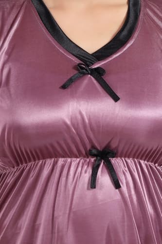 Image of Fabme Women's Satin Plain Kaftan Top & Pyjama Set