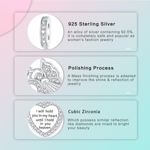 Image of LUXILLA Love You Best Friend Grandma Wife Heart Charm 925 Sterling Silver Charms Fit for Bracelets Necklace Jewelry Gift for Women