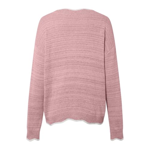 Women's Fashion V Neck Sweaters Cozy Fit Fleece Sweaters Plus Size Spring Sweater Elegant Chunky Pullover Tops4