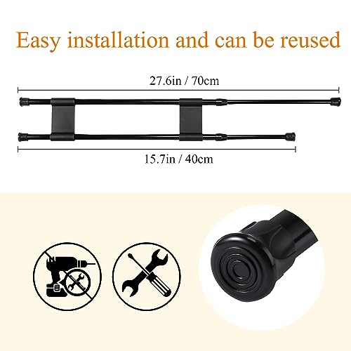 Zubebe 4 Pcs Double RV Refrigerator Bar Adjustable Spring Tension Fridge Rod RV Fridge Bars RV Refrigerator Accessories to Hold Drinks in Place Avoid Spills Extendable (Black,15.7-27.6 Inch) by Zubebe - Used condition - Image 2