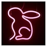 Luz de Diseño de Digital Letrero De Neón De Conejo, Regulable, Alimentado Por USB, Para Habitaciones, Cumpleaños, Día De San Valentín, Decoración De Fiesta, 8.66x8.86inch
