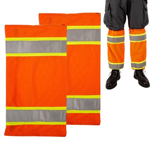 High Visibility Reflective Unisex-adult Work Leg Gaiter,Hi Vis Reflective Classic Two-tone Mesh Leg Gaiters (Orange)