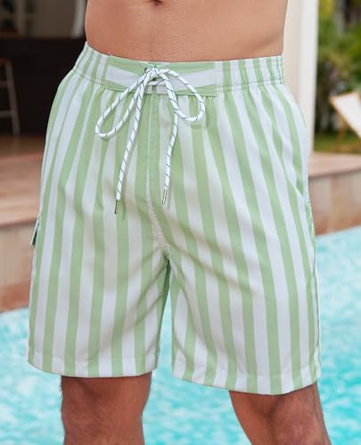 Milin Naco Mens Swim Trunks 7 Inch Inseam Compression Liner 2 in 1 Printed Swimming Short2