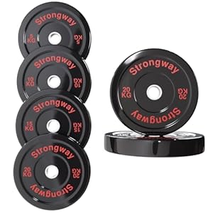 Strongway® Olympic Bumper Weight Plates (5KG 10KG 20KG) Discs for Barbell – 2 Inch (2″) / 50mm Hole – Weight Lifting Workout for Home Gym Fitness Men Women