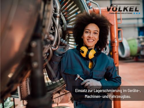 VÖLKEL Gewindeschneider-Werkzeugsatz für Schmiernippel | 6-tlg. Satz in Kunststoffbox | Profi Gewindebohrer für Schmiernippel-Gewinde | Metrische ISO-Gewinde und Rohrgewinde G (BSP)