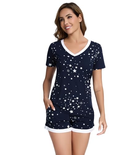 Image of WiWi Viscose from Bamboo Pajamas Set for Women Super Soft Short Sleeve Cooling Summer Plus Size Pjs Sets Sleepwear S-4X