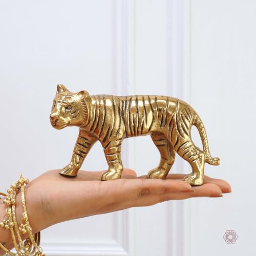 Image of BEHOMA Aluminium Tiger Decorative Figurine Showpiece | Elegant Modern Tabletop Art Showpiece for Living Room, Office, Bedroom, Shelf Display | Premium Home Decor Accent