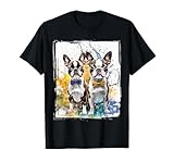 acquerello splash boston terrier cani con un papillon regalo maglietta