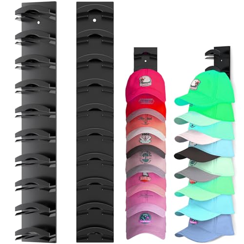 Ampia Capacità di Archiviazione - Questo set organizatore cappelli include 2 pezzi, ciascuno in grado di contenere fino a 10 cappellini o cappelli. Con una capacità totale di 20 cappelli, offre substantiale spazio occupando minimo ingombro, ideale per organizzare la collezione in armadi, camere da letto o ingressi.