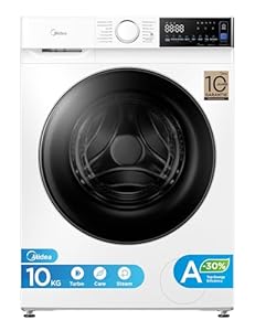 Midea Waschmaschine V5 Series, 10 kg | EEK A-30% | 1400 U/min | Steam Wash | 15/45 Min Schnellwäsche | Turbo Wash | Woolmark & Outdoor | BLDC Inverter Motor | APP-Steuerung | MFV5EW100WBA30 | Weiß