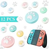 Sumind 12 Pieces Cute Cat Claw Design Thumb Grip Caps, Thumb Grips Analog Stick Cover Soft Silicone Cover Joystick Cap Compatible with Nintendo Switch, Switch Lite and Joy-Con Controller