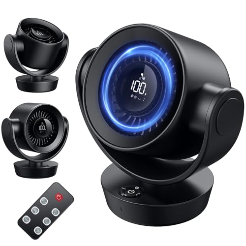 サーキュレーター 卓上扇風機 DCモーター 【2025年革新アップ 極静音 節電対策】 卓上せんぷうき 静音 首振り 上下/左右 usb 充電式 無段階風量調整(1~100) タイマー機能付 12000mAh 大容量 小型 扇風機 LEDディスプレイ 省エ