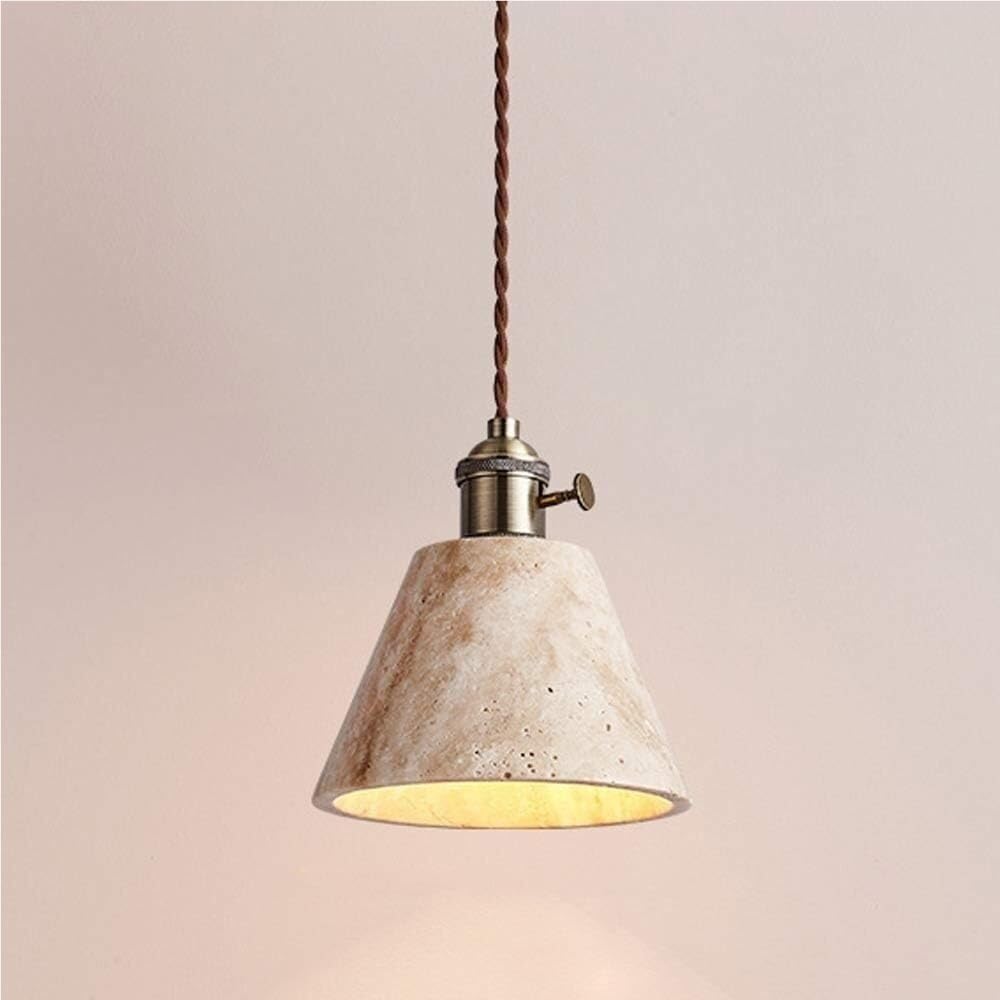 LYMSXAZOU Yellow Travertine Pendant Light Stone Hanging Lamp in Industrial Design for Kitchen Island Dining Room Hallway or Bedside Providing Warm Ambient Home Ceiling Lighting